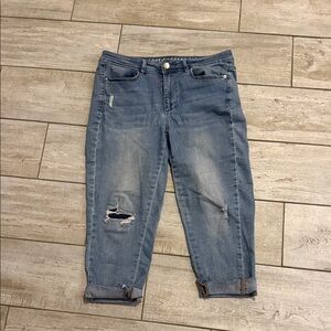 Seven7 Blue Distressed Ankle Jeans